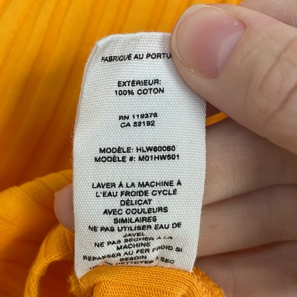 Helmet Lang Textured Stripe Crop Apricot Cotton Polo Shirt - Picture 13 of 13